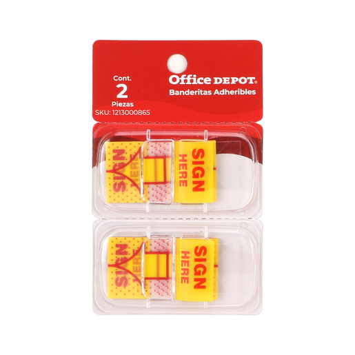 Banderitas adhesivas marca Office Depot para senalar, clasificar y organizar documentos, libros y apuntes. Reposicionables, no danan el papel y resaltan informacion clave. Ideales para estudio, oficin