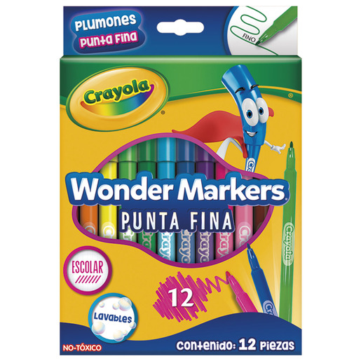 Marcadores marca Crayola con tinta de alta cobertura y colores vibrantes. Versatiles para escuela, oficina, arte y manualidades.