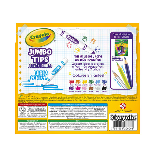 MARCADORES CRAYOLA JUMBO TIPS 12U