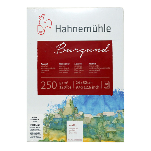 Hahnemuhle Acuare Burgund 250g Pz marca Hahnemuhle. Producto de calidad para uso en escuela, oficina, arte y manualidades.