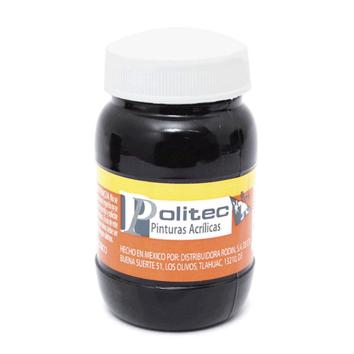 Pintura acrilica marca Politec de alta cobertura y secado rapido. Colores intensos para lienzo, madera, carton y manualidades. Resistente al agua una vez seca.