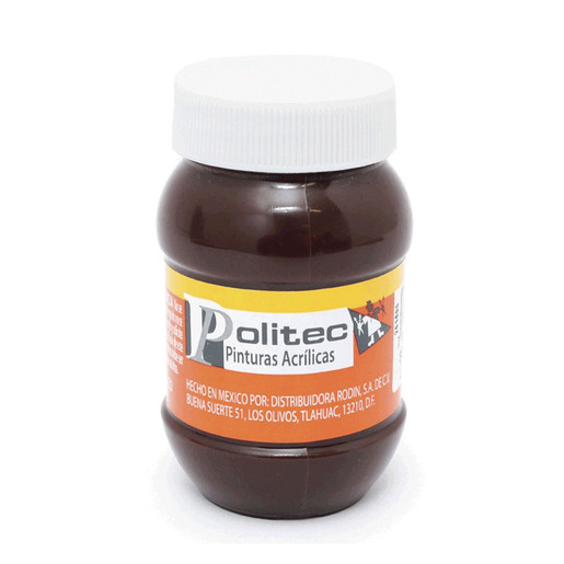 Pintura acrilica marca Politec de alta cobertura y secado rapido. Colores intensos para lienzo, madera, carton y manualidades. Resistente al agua una vez seca.
