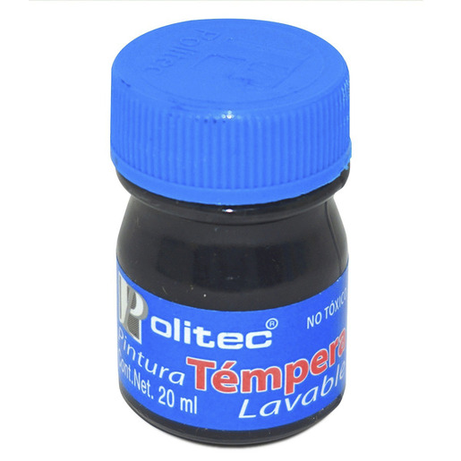Temperas marca Politec de colores vibrantes y aplicacion cremosa. Lavables, ideales para proyectos escolares, manualidades y arte infantil.