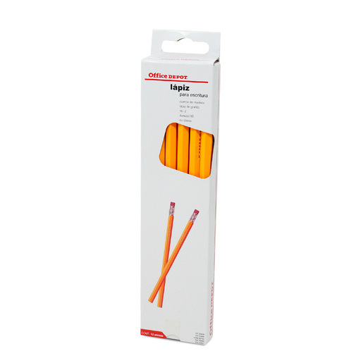 Lapices de grafito marca Office Depot para escritura y dibujo. Mina resistente con trazo uniforme y oscuro, facil de borrar. Acabado clasico para escuela y oficina.