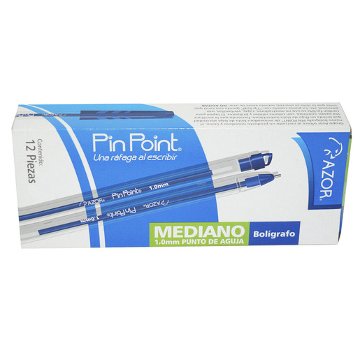 BOLIGRAFO AZOR PIN POINT AZUL 12U
