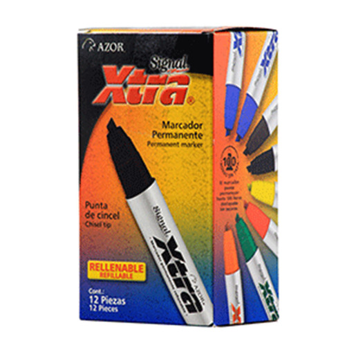 Marcador permanente marca Signal de tinta resistente al agua y al desvanecimiento. Escribe sobre papel, carton, plastico, metal, vidrio y madera. Ideal para etiquetar y marcar en oficina, taller y bod