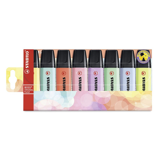 Marcatextos marca Stabilo con tinta fluorescente para resaltar informacion clave en libros, apuntes y documentos. Trazo uniforme que no traspasa el papel.