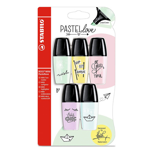 Marcatextos marca Stabilo con tinta fluorescente para resaltar informacion clave en libros, apuntes y documentos. Trazo uniforme que no traspasa el papel.
