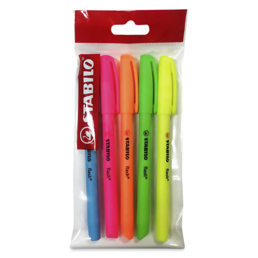 Marcatextos marca Stabilo con tinta fluorescente para resaltar información clave en libros, apuntes y documentos. Trazo uniforme que no traspasa el papel.