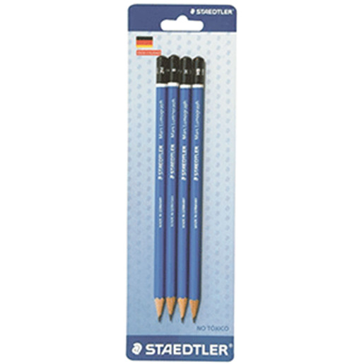 Lapices de grafito marca Staedtler para escritura y dibujo. Mina resistente con trazo uniforme y oscuro, facil de borrar. Acabado clasico para uso escolar y de oficina.