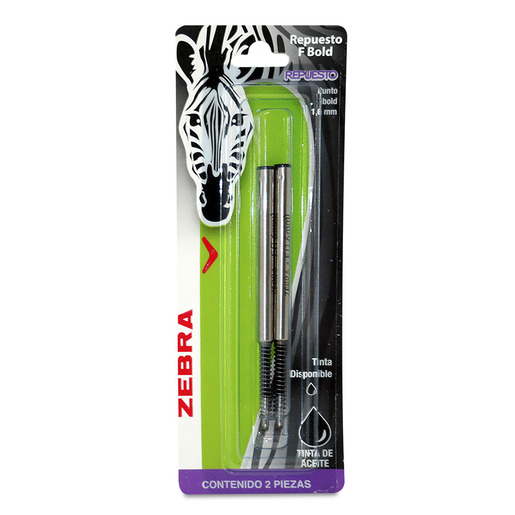 Repuesto de tinta marca Zebra compatible con boligrafos y rollerballs originales. Manten tu instrumento favorito con la misma calidad de escritura.