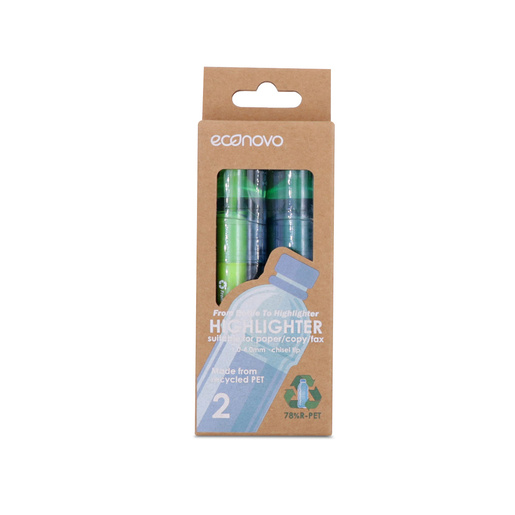Marcatextos marca Econovo con tinta fluorescente para resaltar informacion clave en libros, apuntes y documentos. Trazo uniforme que no traspasa el papel.