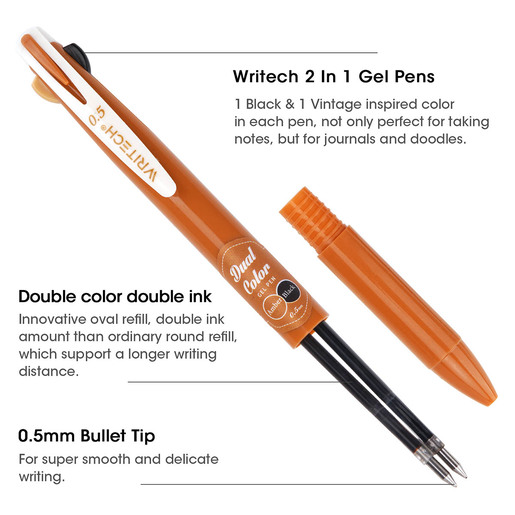 BOLIGRAFO GEL DUAL CAFE CLARO+NEGRO 0.7MM WRITECH