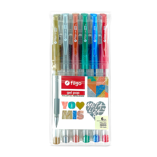 BOLIGRAFO FILGO ROLLER GEL GEL POP METALICOS 6U