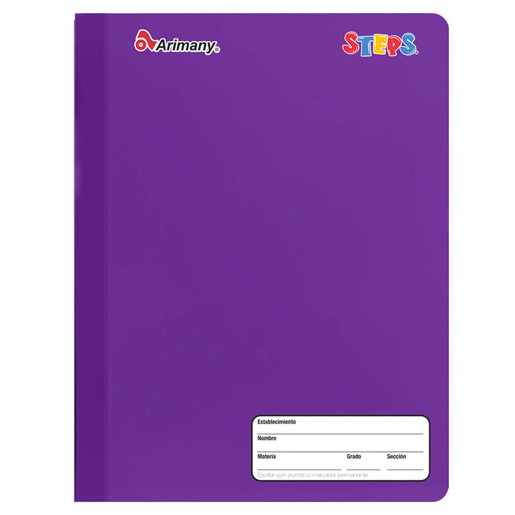 Cuaderno cosido marca Arimany con encuadernacion reforzada. Hojas planas al escribir y mayor durabilidad para uso intensivo en clase. Tipo de rayado: Cuadros.
