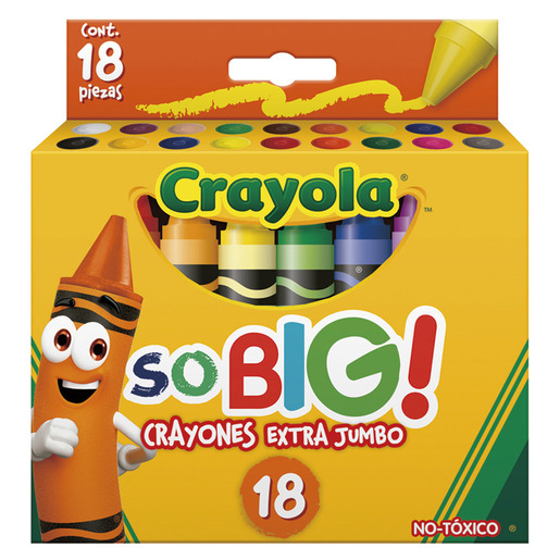 Crayones marca Crayola de cera con colores intensos y aplicacion suave sobre papel y carton. Resistentes a la ruptura, perfectos para los mas pequenos.