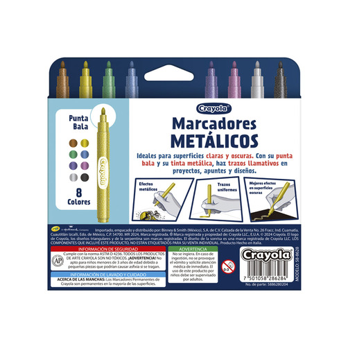 MARCADORES CRAYOLA ALTERNATIVE METALICOS 8U