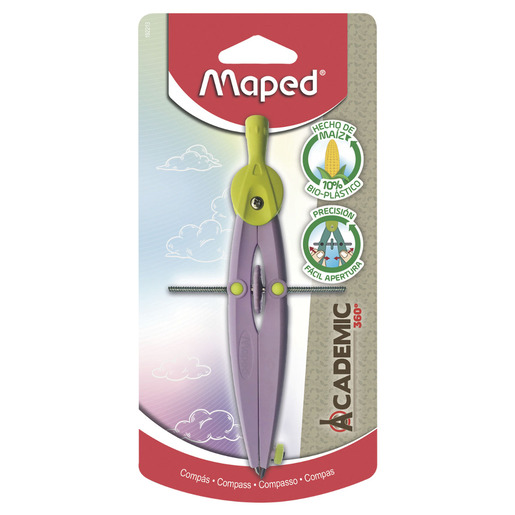 Compas marca Maped para trazar circulos y arcos con precision. Ajuste firme y materiales resistentes, ideal para geometria, dibujo tecnico y arte.