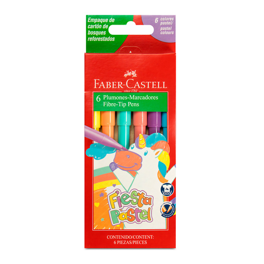 MARCADORES FABER CASTELL FINO PASTEL 6U