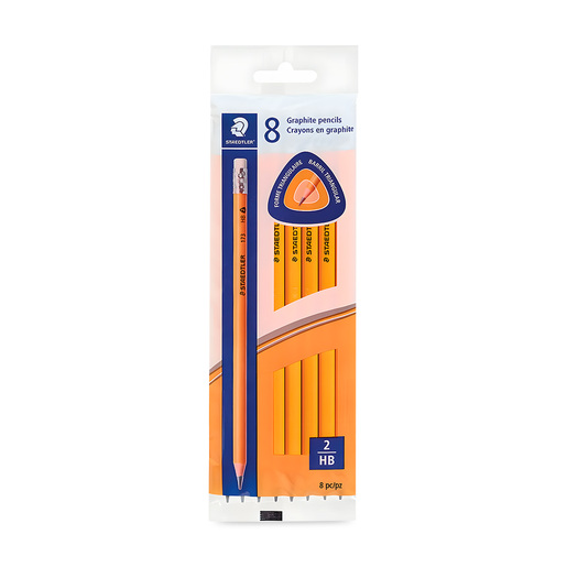 Lápices de grafito marca Staedtler para escritura y dibujo. Mina resistente con trazo uniforme y oscuro, fácil de borrar. Acabado clásico para uso escolar y de oficina.