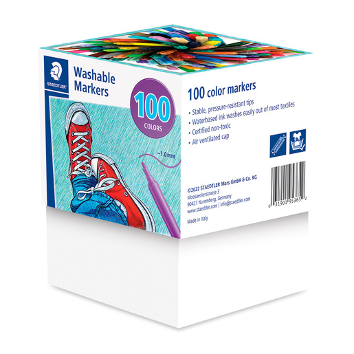 Marcadores marca Staedtler con tinta de alta cobertura y colores vibrantes. Versatiles para escuela, oficina, arte y manualidades.