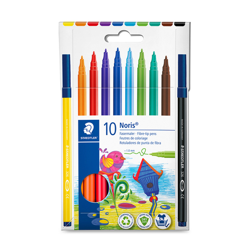 Marcadores marca Staedtler con tinta de alta cobertura y colores vibrantes. Versatiles para escuela, oficina, arte y manualidades.