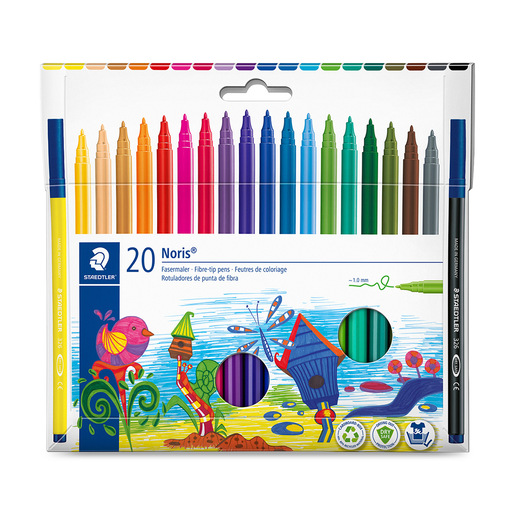 Marcadores marca Staedtler con tinta de alta cobertura y colores vibrantes. Versatiles para escuela, oficina, arte y manualidades.