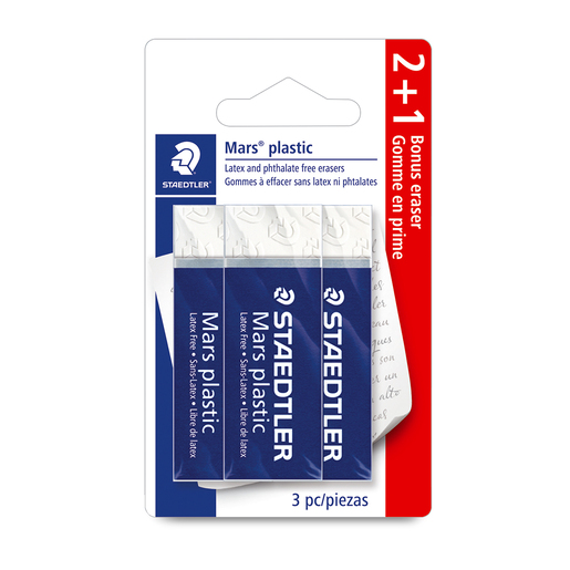 Borrador marca Staedtler de goma suave que elimina trazos de lapiz sin maltratar el papel. Ideal para escuela, oficina y dibujo.