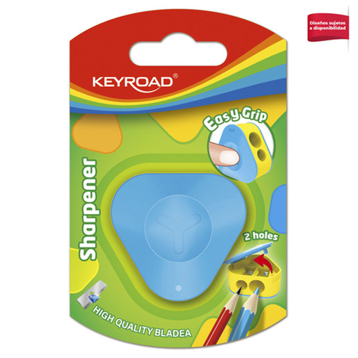 Sacapuntas marca Keyroad con cuchilla afilada que da punta uniforme a lápices y lápices de colores. Diseño práctico con depósito de viruta.