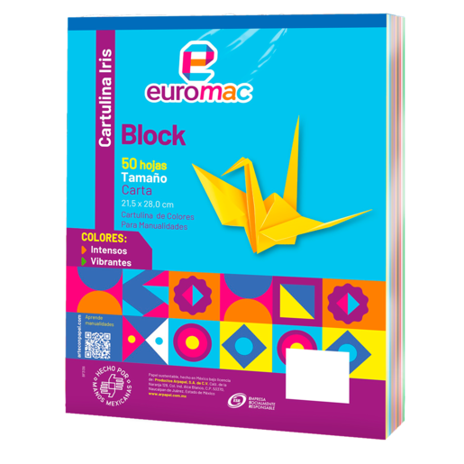 Block de hojas marca Eurocolor con papel de calidad para apuntes, dibujos o impresiones. Hojas faciles de desprender, formato practico para escuela u oficina.