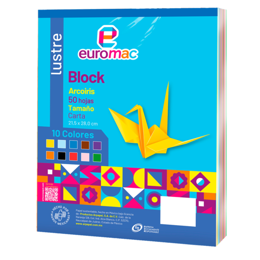 Block de hojas marca Eurocolor con papel de calidad para apuntes, dibujos o impresiones. Hojas faciles de desprender, formato practico para escuela u oficina.