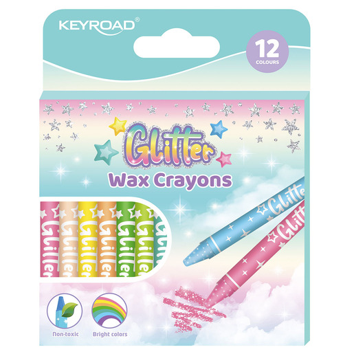Crayones marca Keyroad de cera con colores intensos y aplicación suave sobre papel y cartón. Resistentes a la ruptura, perfectos para los más pequeños.