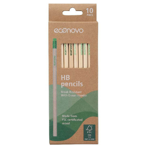 Lapices de grafito marca Econovo para escritura y dibujo. Mina resistente con trazo uniforme y oscuro, facil de borrar. Acabado clasico para uso escolar y de oficina.