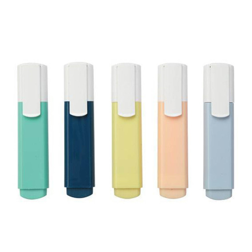Marcatextos marca Econovo con tinta fluorescente para resaltar informacion clave en libros, apuntes y documentos. Trazo uniforme que no traspasa el papel.