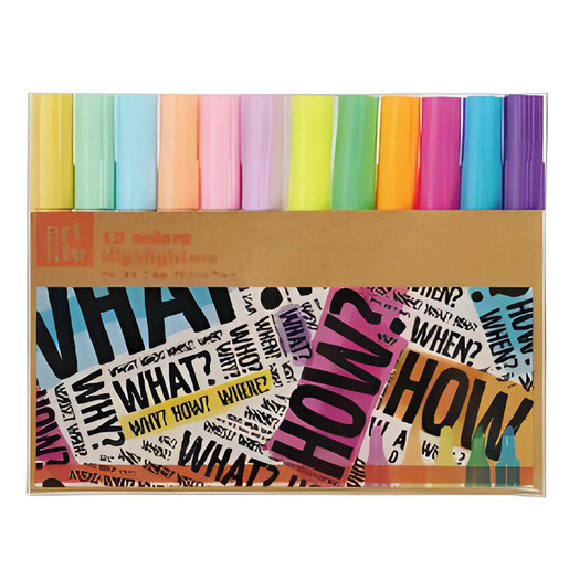 Marcatextos marca Tree in Art con tinta fluorescente para resaltar informacion clave en libros, apuntes y documentos. Trazo uniforme que no traspasa el papel.