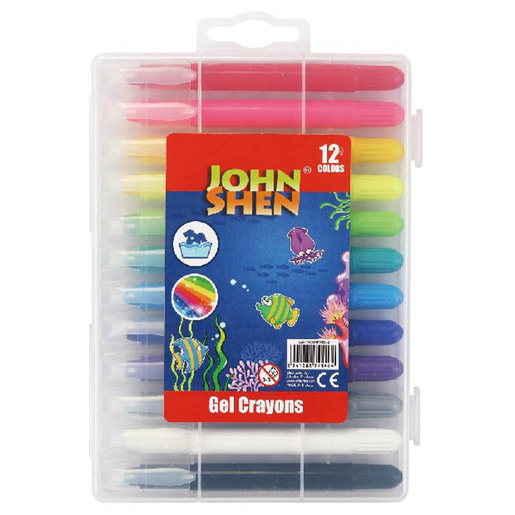 Crayones marca John Shen de cera con colores intensos y aplicacion suave sobre papel y carton. Resistentes a la ruptura, perfectos para los mas pequenos.
