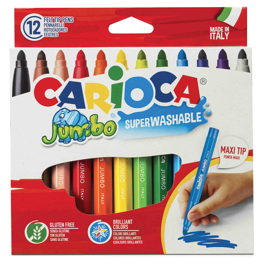 Marcadores marca Carioca con tinta de alta cobertura y colores vibrantes. Versátiles para escuela, oficina, arte y manualidades.