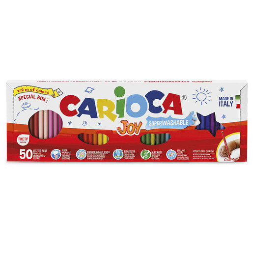 Marcadores marca Carioca con tinta de alta cobertura y colores vibrantes. Versátiles para escuela, oficina, arte y manualidades.