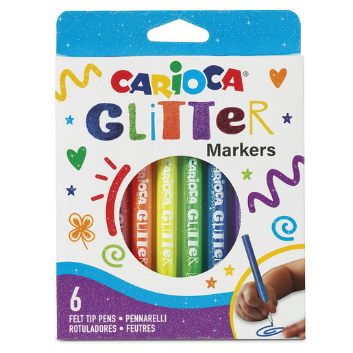 Marcadores marca Carioca con tinta de alta cobertura y colores vibrantes. Versatiles para escuela, oficina, arte y manualidades.