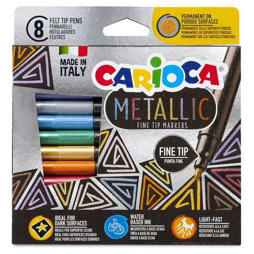 Marcadores marca Carioca con tinta de alta cobertura y colores vibrantes. Versátiles para escuela, oficina, arte y manualidades.