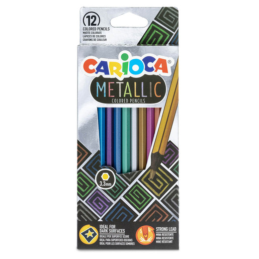 Lápices de colores marca Carioca con mina pigmentada y resistente. Trazos suaves, intensos y mezclables, ideales para dibujo, coloreado y proyectos escolares.