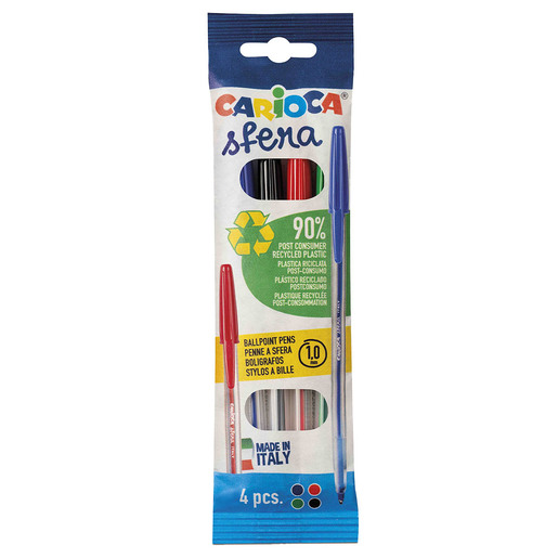 Boligrafo marca Carioca de tinta fluida y trazo uniforme. Escritura comoda y duradera para uso diario en escuela y oficina.