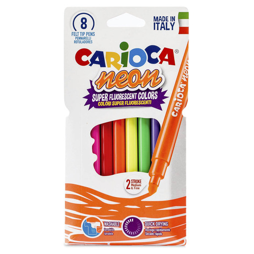 Marcadores marca Carioca con tinta de alta cobertura y colores vibrantes. Versátiles para escuela, oficina, arte y manualidades.