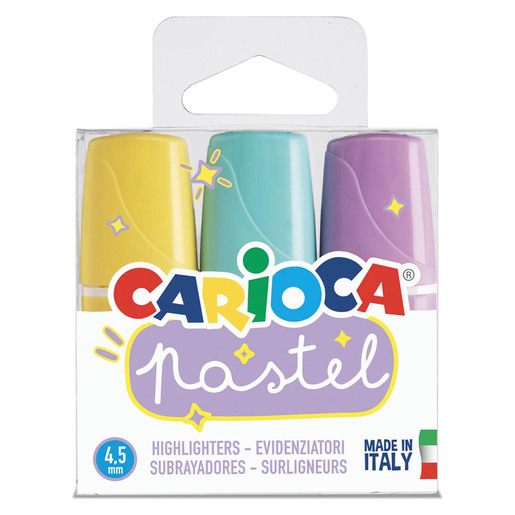Marcatextos marca Carioca con tinta fluorescente para resaltar información clave en libros, apuntes y documentos. Trazo uniforme que no traspasa el papel.