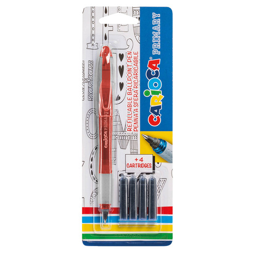 BOLIGRAFO CARIOCA PRIMARY TINTA AZUL + 4 CARTUCHOS REPUESTO