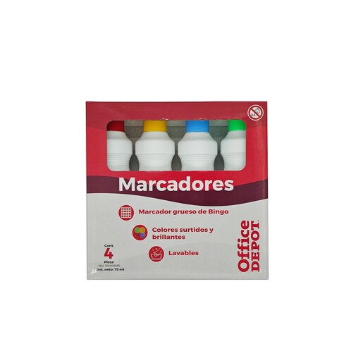 Marcadores marca Office Depot con tinta de alta cobertura y colores vibrantes. Versatiles para escuela, oficina, arte y manualidades.