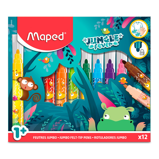 Marcadores marca Maped con tinta de alta cobertura y colores vibrantes. Versatiles para escuela, oficina, arte y manualidades.