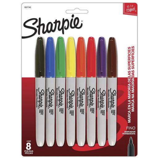 Marcador permanente marca Sharpie de tinta resistente al agua y al desvanecimiento. Escribe sobre papel, cartón, plástico, metal, vidrio y madera. Ideal para etiquetar y marcar en oficina, taller y bodega.