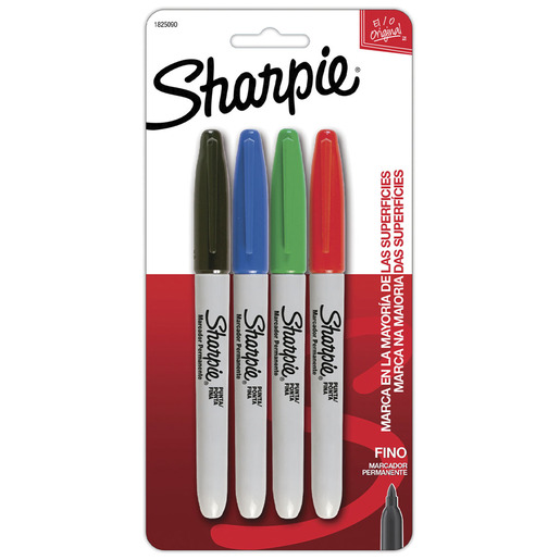 Marcador permanente marca Sharpie de tinta resistente al agua y al desvanecimiento. Escribe sobre papel, cartón, plástico, metal, vidrio y madera. Ideal para etiquetar y marcar en oficina, taller y bodega.