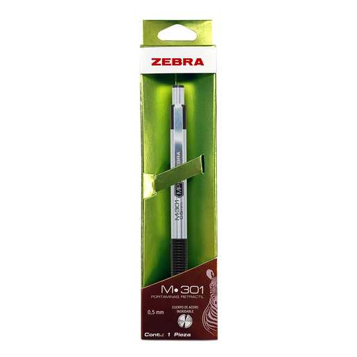 Portaminas marca Zebra de escritura precisa y duradera. Mecanismo de avance suave, agarre comodo y compatible con minas estandar.